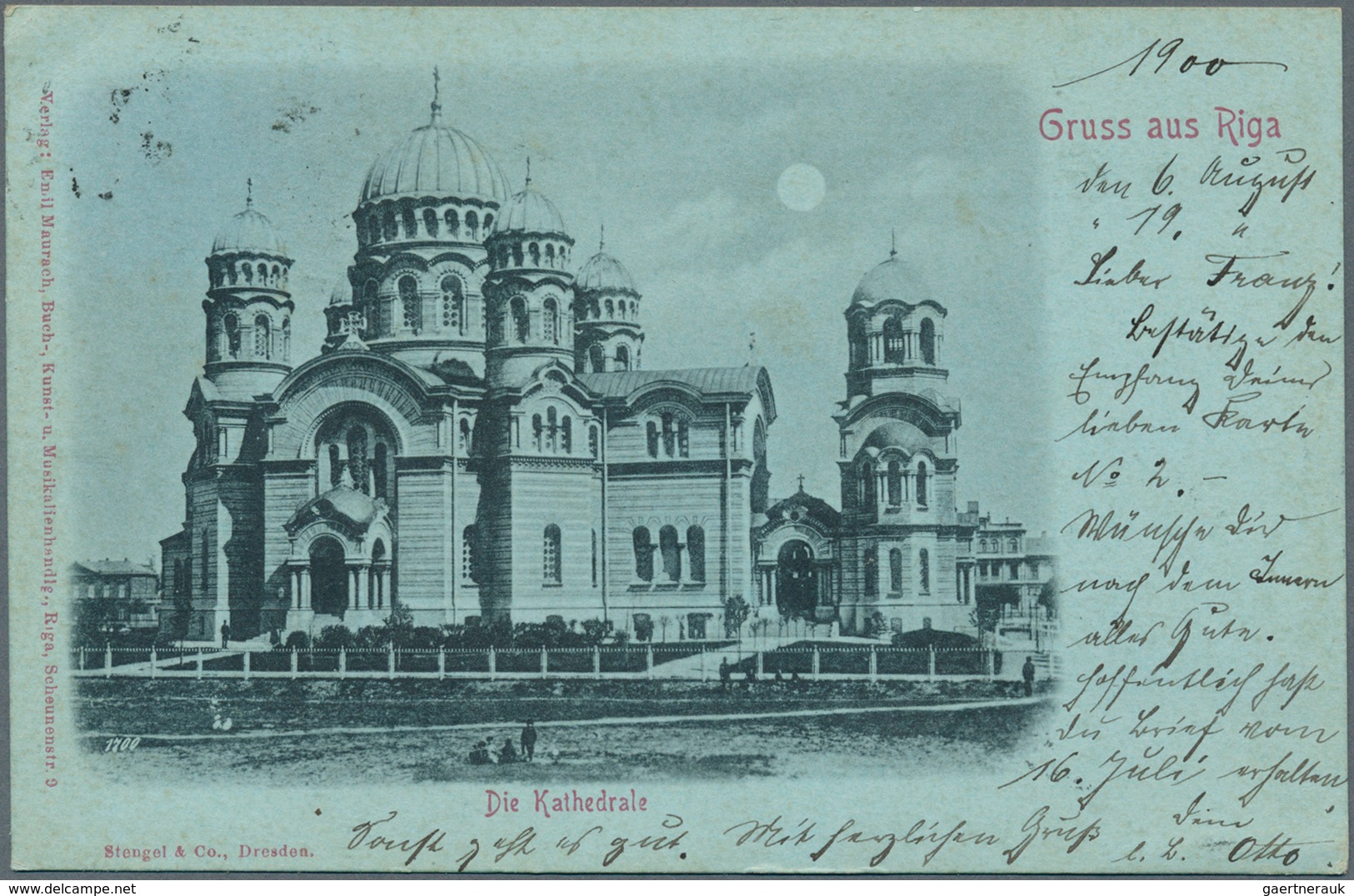 18586 Deutsch-Ostafrika: 1900, Incoming Mail: AK "Gruss Aus Riga" Mit Foto-Abb. "Die Kathedrale". Mit 2x R - German East Africa