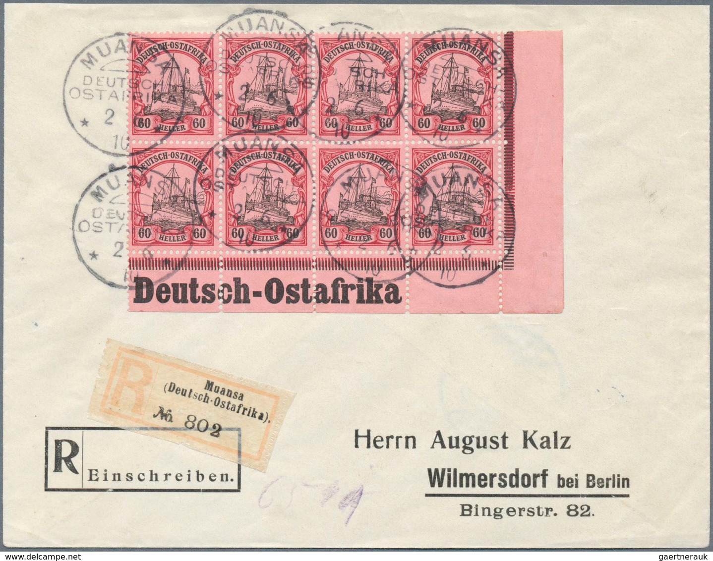 18592 Deutsch-Ostafrika: 1905: 8 X 60 H Ohne Wz, Davon 2 Werte Mit Plattenfehler "fehlende Dampfzeichnung" - German East Africa