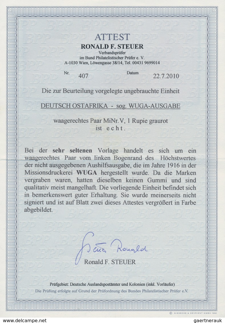18598A Deutsch-Ostafrika: 1916, WUGA-Ausgabe, Alle 3 Werte In Waagerechten Pracht-Paaren, Inclusive Des Sel - German East Africa