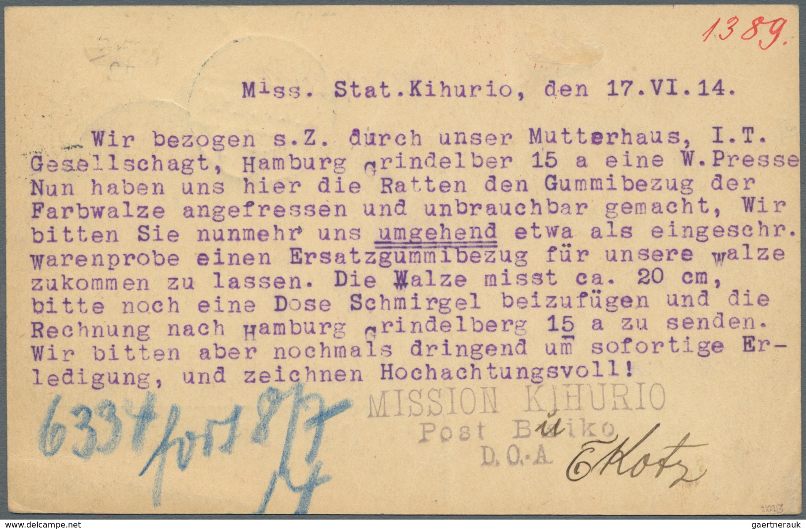 18604 Deutsch-Ostafrika - Ganzsachen: 17.6.14: 4H GSK (Mi.P23) Mit Klarem Stempel BUIKO (ohne Jahreszahl) - German East Africa