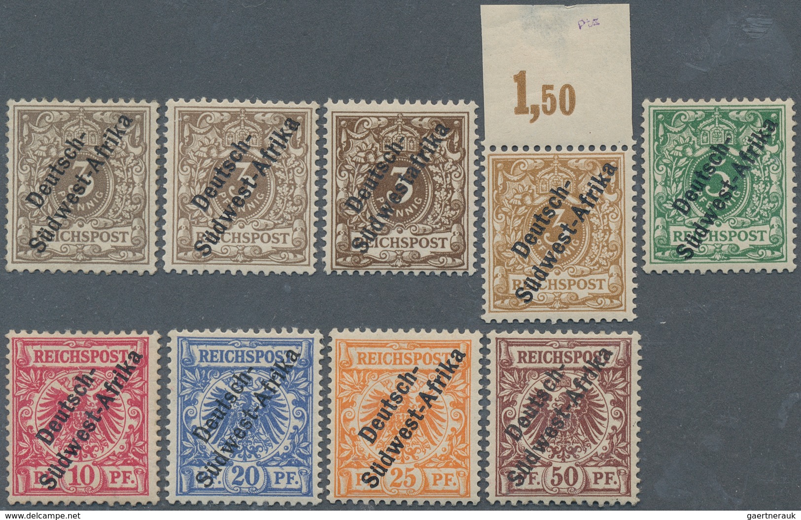 18618 Deutsch-Südwestafrika: 1897, 3 Pfg. - 50 Pfg. Krone/Adler Mit Aufdruck Postfrisch/ungebraucht, Dazu - Duits-Zuidwest-Afrika