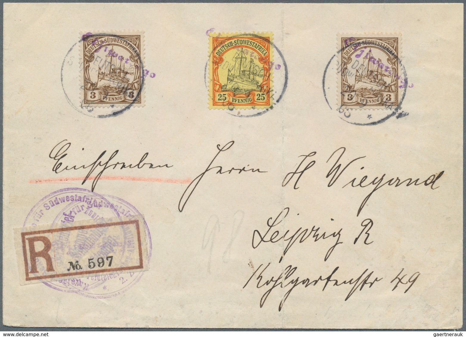 18642 Deutsch-Südwestafrika - Stempel: 1906: OTIJWARONGO (Schreibschrift L1) In Wanderstempel Mehrfach Auf - German South West Africa