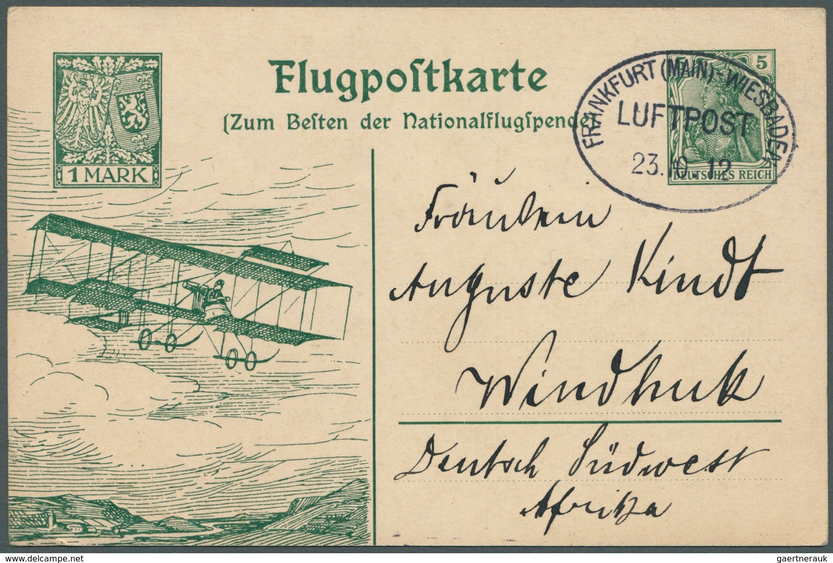 18652 Deutsch-Südwestafrika - Besonderheiten: 1912, Ganzsachenkarte "NATIONALFLUGSPENDE" Mit Ovalstempel " - Deutsch-Südwestafrika