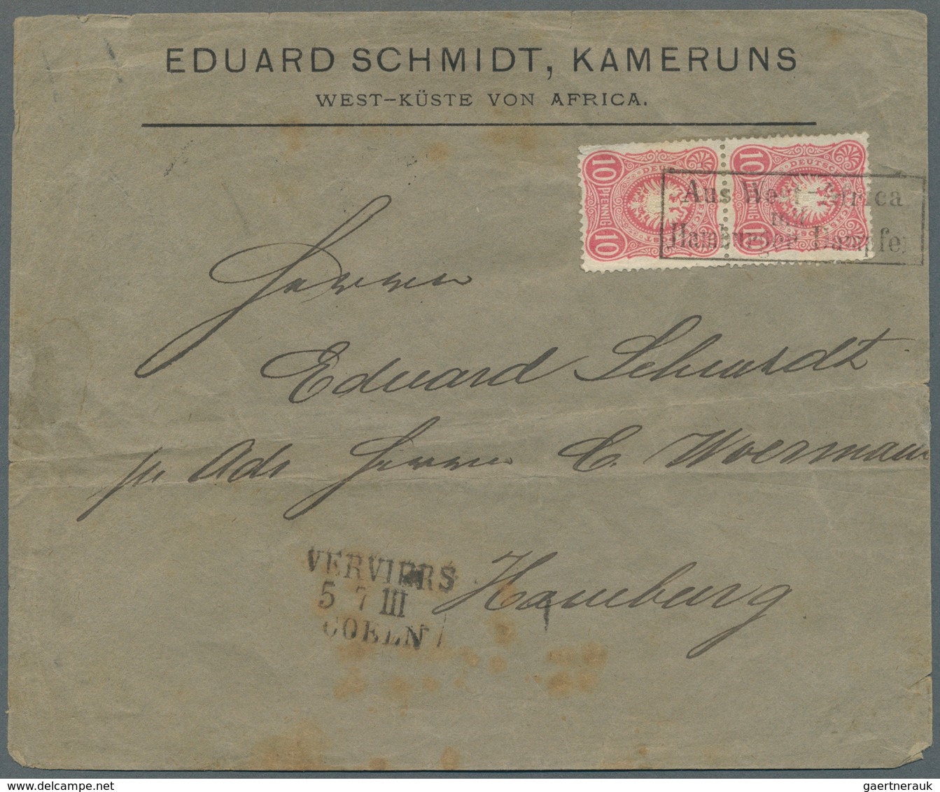 18657 Deutsche Kolonien - Kamerun-Vorläufer: 1885, "EDUARD SCHMIDT, KAMERUNS", Vordruck-Firmenbrief Franki - Cameroun