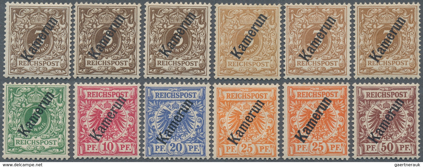 18662 Deutsche Kolonien - Kamerun: 1897, 3 Pf. Bis 50 Pf. Krone/Adler Mit Aufdruck ''KAMERUN'', Gut Gezähnt, - Kamerun