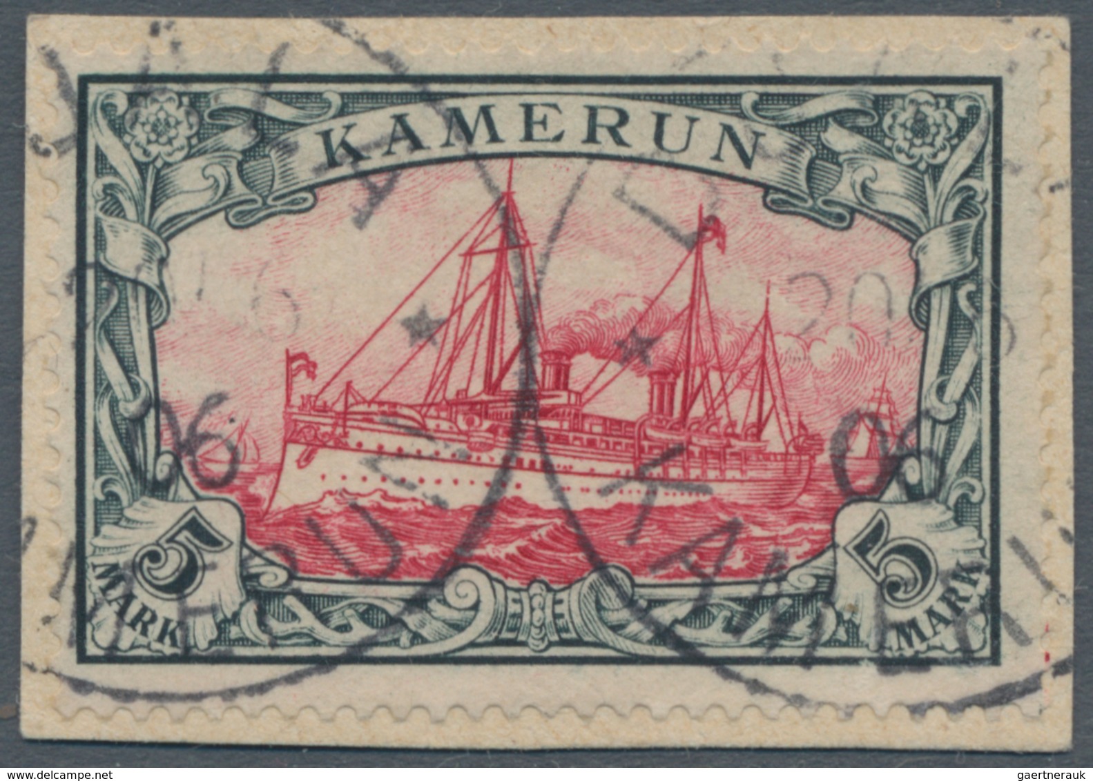 18672 Deutsche Kolonien - Kamerun: 1900, Höchstwert Der Schiffszeichnung Auf Kleinem Briefstück Mit Zwei S - Kamerun