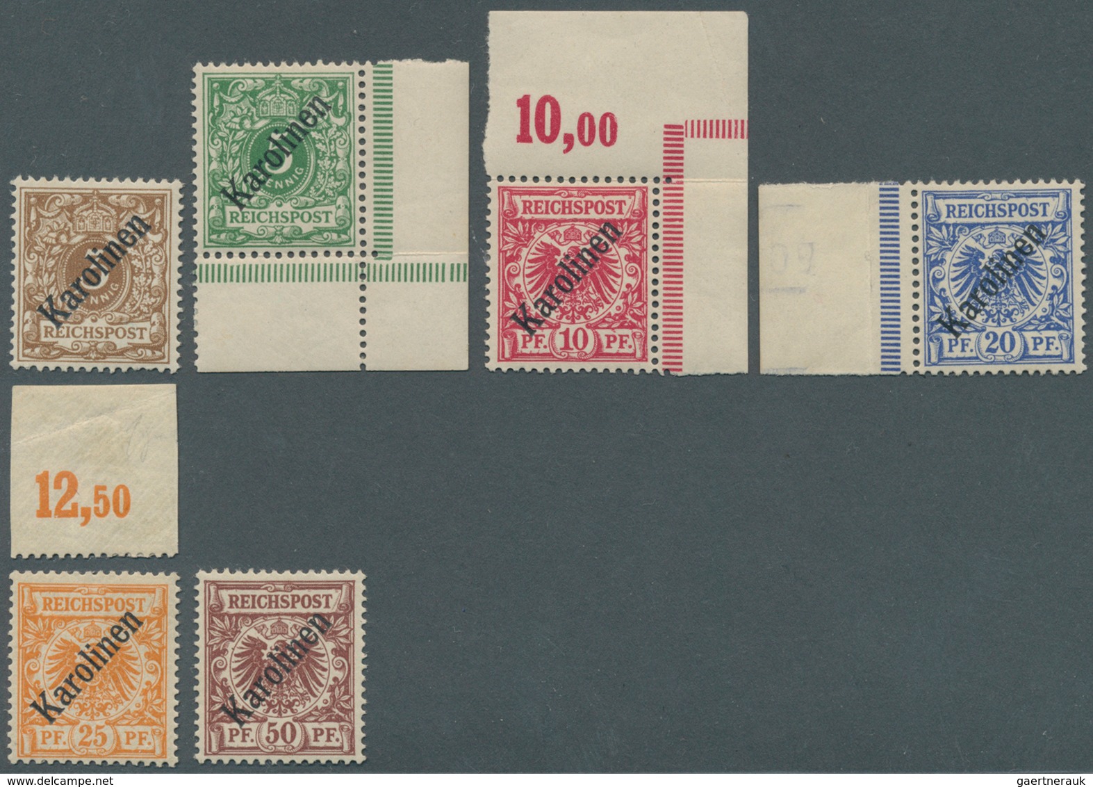 18683 Deutsche Kolonien - Karolinen: 1899, 3Pfg. - 50Pfg. Freimarken Mit Diagonalem Aufdruck, Kompletter P - Caroline Islands