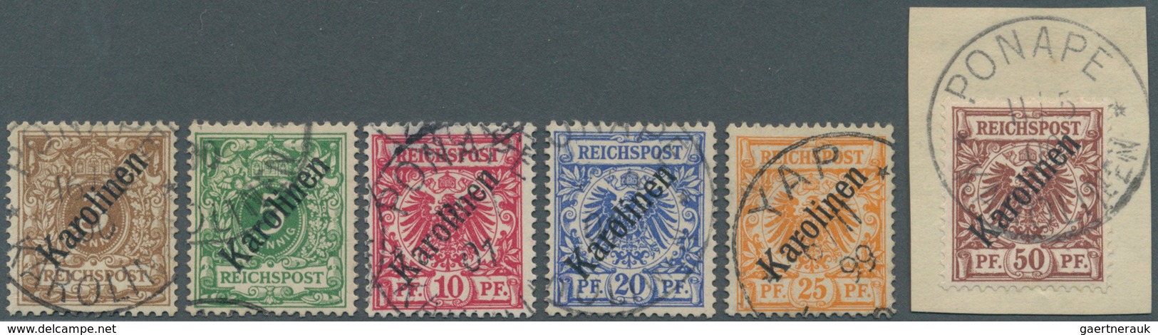 18684 Deutsche Kolonien - Karolinen: 1899, 3Pfg. - 50Pfg. Freimarken Mit Diagonalem Aufdruck, Kompletter G - Karolinen