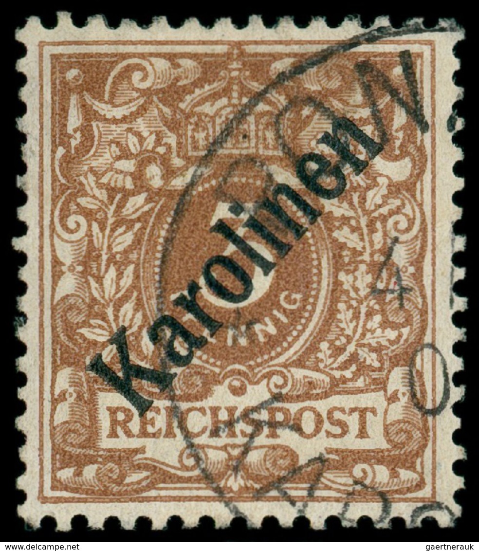 18686 Deutsche Kolonien - Karolinen: Mi.Nr. 1 I Gestempelt, 3 Pfg. Diagonaler Aufdruck, Sauber Gestempelt, - Caroline Islands