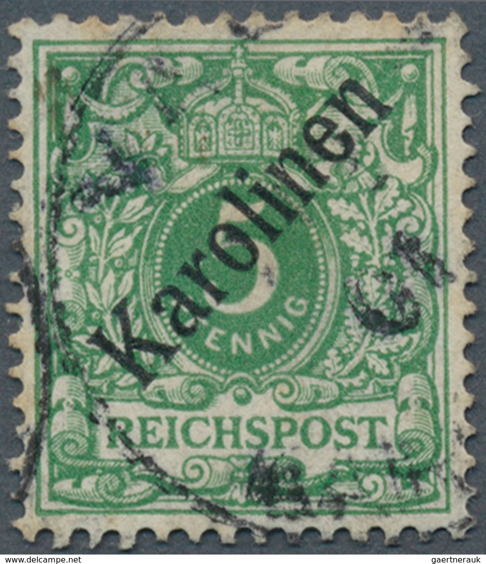 18688 Deutsche Kolonien - Karolinen: 1899. 5 Pf Krone/Adler "Karolinen" (48°), Gestempelt "... 01". (Miche - Carolines