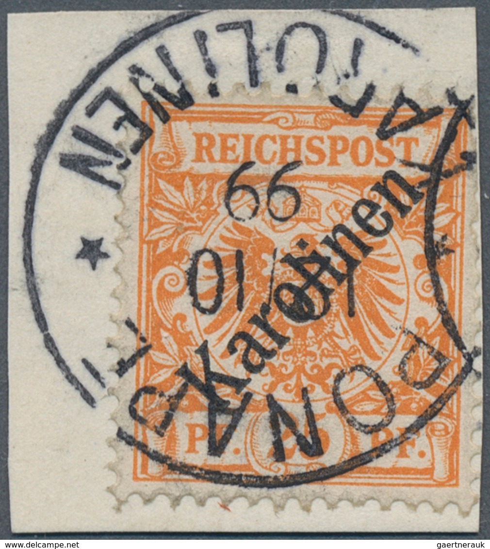 18692 Deutsche Kolonien - Karolinen: 1899, 25 Pfg. Mit Diagonalem Aufdruck Auf Briefstück Mit übergehendem - Caroline Islands