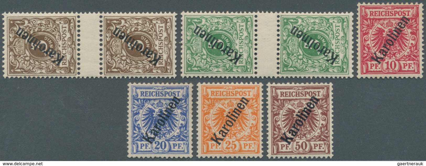 18693 Deutsche Kolonien - Karolinen: 1899/1900; Freimarkenausgabe Krone/Adler 6 Werte Mit Steilem Aufdruck - Caroline Islands