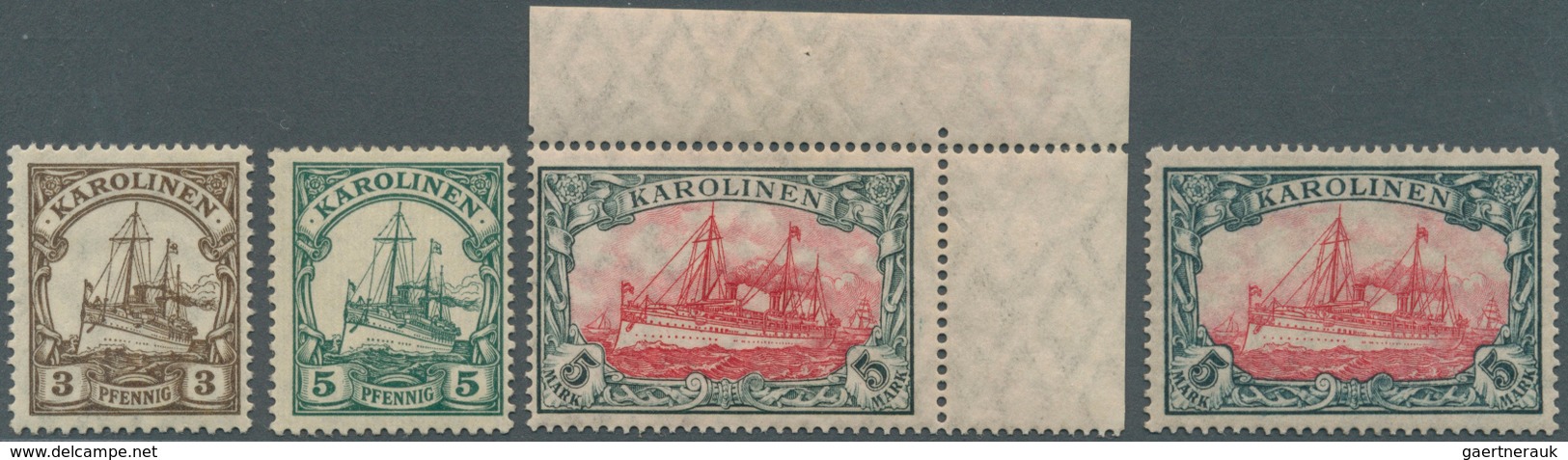 18697 Deutsche Kolonien - Karolinen: 1915, 3 Pf - 5 Mark Kaiseryacht, 3Pf Und 5Pf **, 5 Mark A Und B Ungeb - Caroline Islands