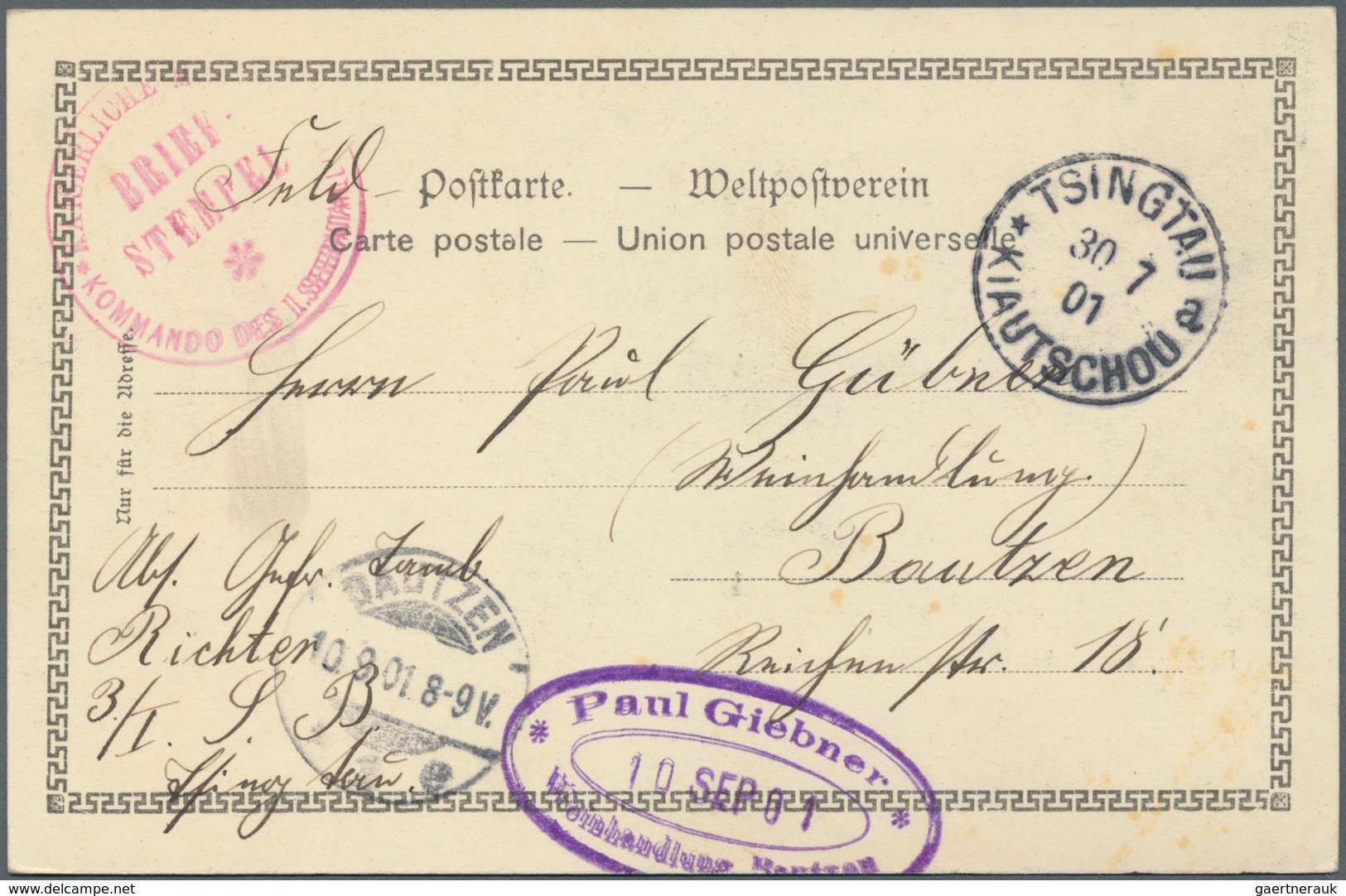 18706 Deutsche Kolonien - Kiautschou - Mitläufer: 1901-1906, Brief Mit Paar 10 Pf Germania Reichspost Von - Kiauchau
