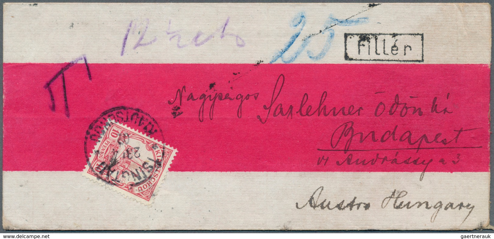 18715 Deutsche Kolonien - Kiautschou: 1902 (23.4.), Schiffstype 10 Pf. Rot Auf Chines. 'Rotband'-Brief Von - Kiauchau
