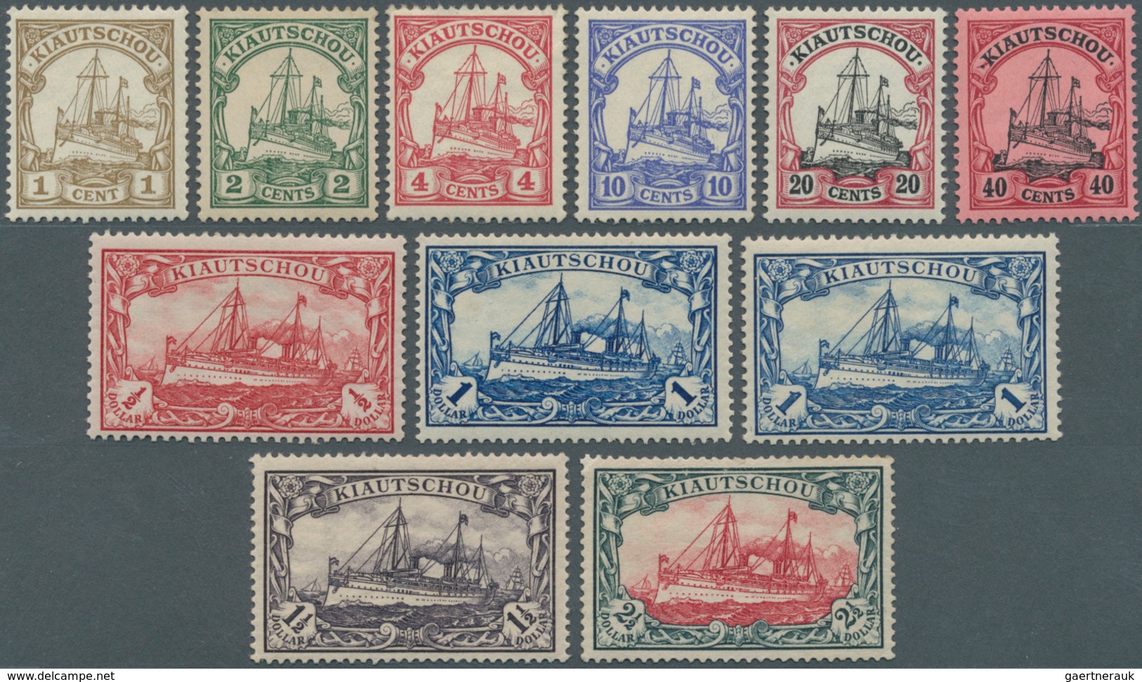 18716 Deutsche Kolonien - Kiautschou: 1905, 1 Cent Bis 2 1/2 Dollar Kaiseryacht In Dollarwährung Ohne WZ, - Kiautschou