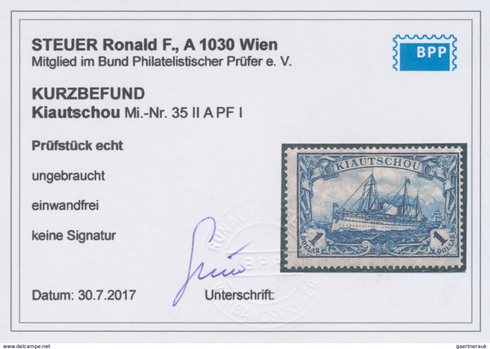 18725 Deutsche Kolonien - Kiautschou: 1905: 1 D Mit Wasserzeichen 1 Und PLATTENFEHLER "Wertziffer Kreuzwei - Kiauchau