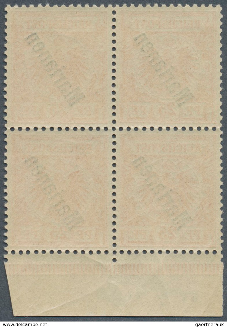18748 Deutsche Kolonien - Marianen: 1900, 25 Pfg. Krone/Adler Mit Steilem Aufdruck Als Viererblock Vom Unt - Mariana Islands
