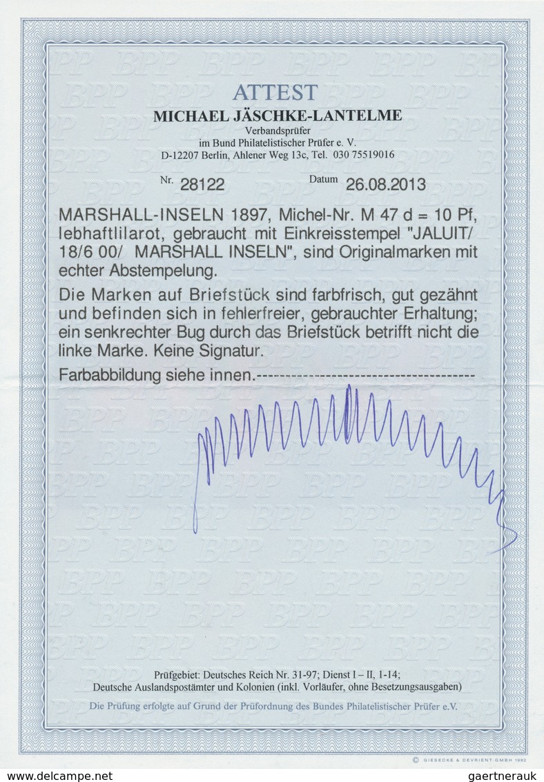 18758 Deutsche Kolonien - Marshall-Inseln - Mitläufer: 1900, 10 Pfg. Lebhaftlilarot, Drei Einzelwerte Mit - Marshall Islands