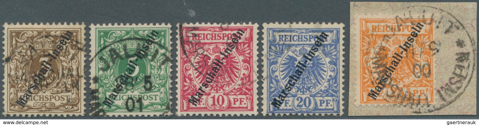 18764 Deutsche Kolonien - Marshall-Inseln: 1899, 3Pfg. - 25Pfg. Berliner Ausgabe, Gestempelt (JALUIT Stemp - Marshall Islands