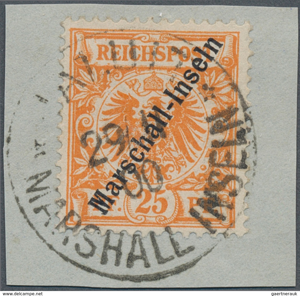 18768 Deutsche Kolonien - Marshall-Inseln: 1899, 25 Pfg. Berliner Ausgabe Gelblichorange Mit Stempel "JALU - Marshall Islands