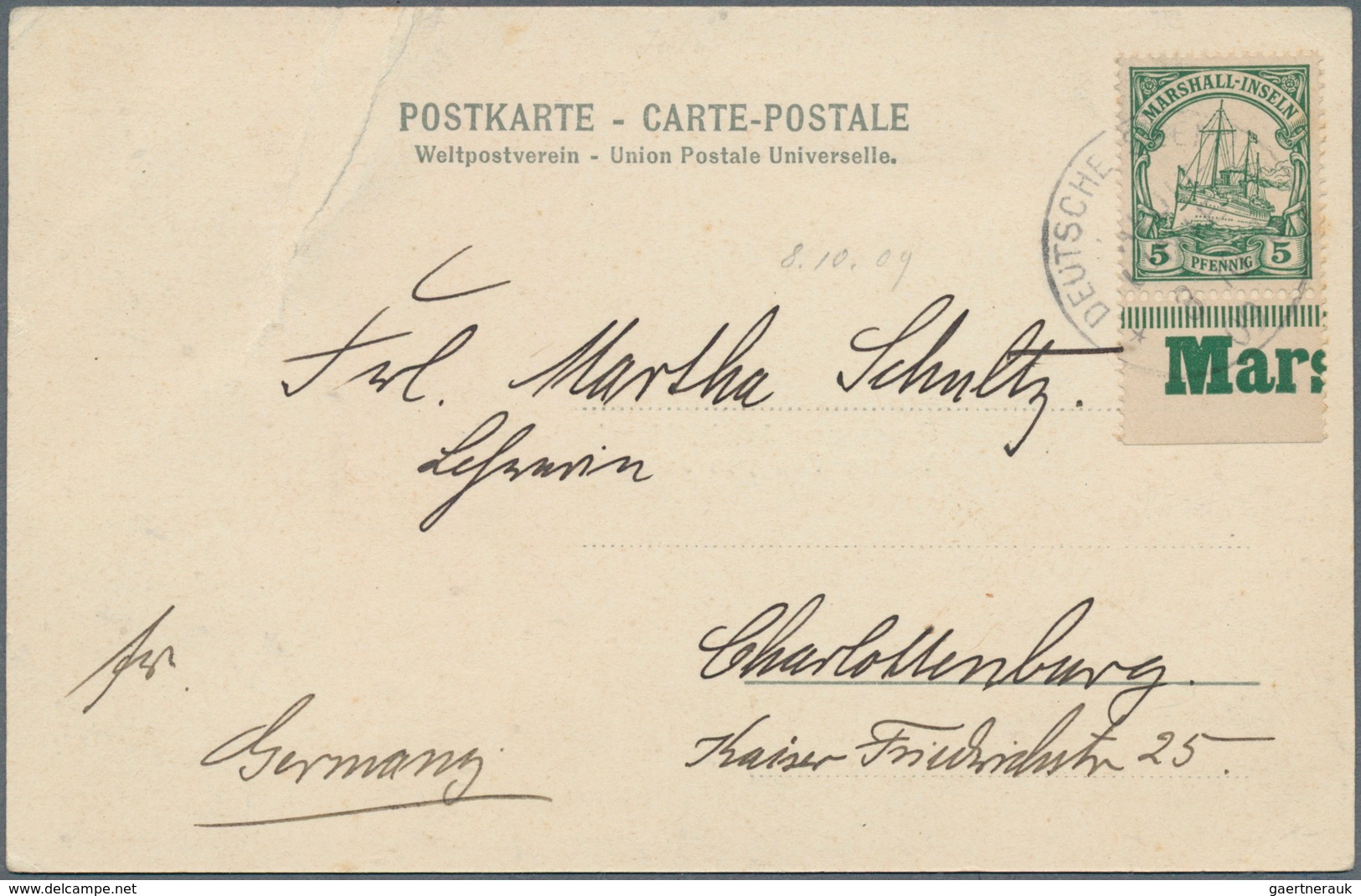 18791 Deutsche Kolonien - Marshall-Inseln - Besonderheiten: 1909/1914, "DEUTSCHE SEEPOST JALUIT-LINIE B" ( - Marshall Islands