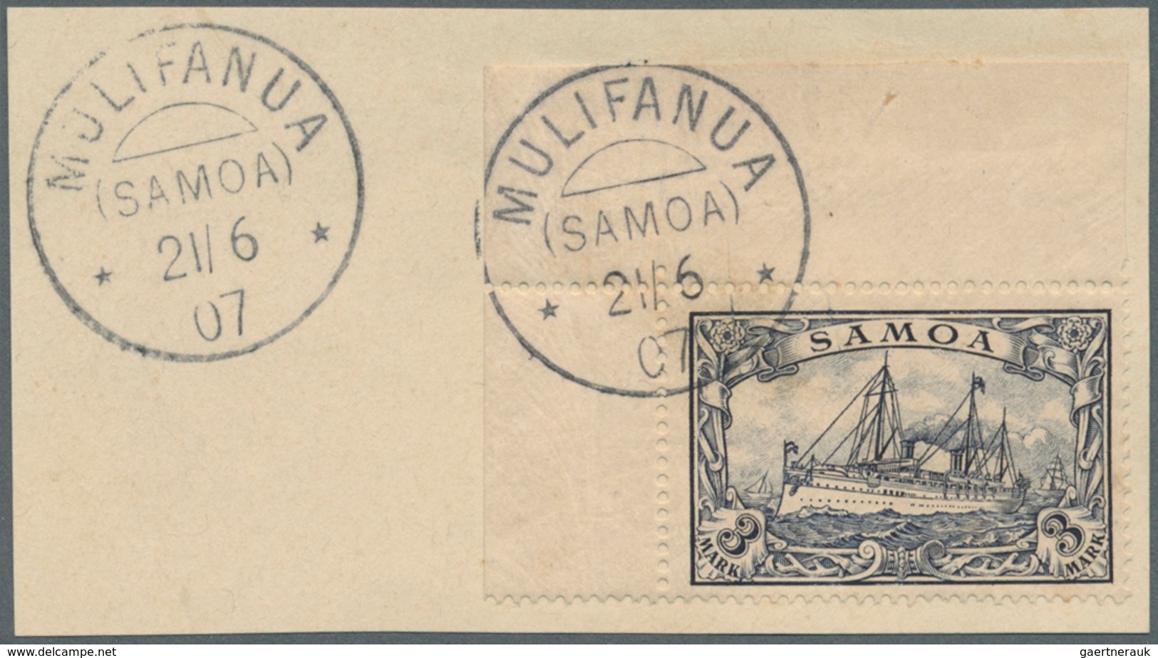 18800 Deutsche Kolonien - Samoa: 1900/1901, 3 Pf Bis 5 Mk Schiffszeichnung, Dabei 5Pf, 10Pf, 20Pf, 25Pf, 8 - Samoa