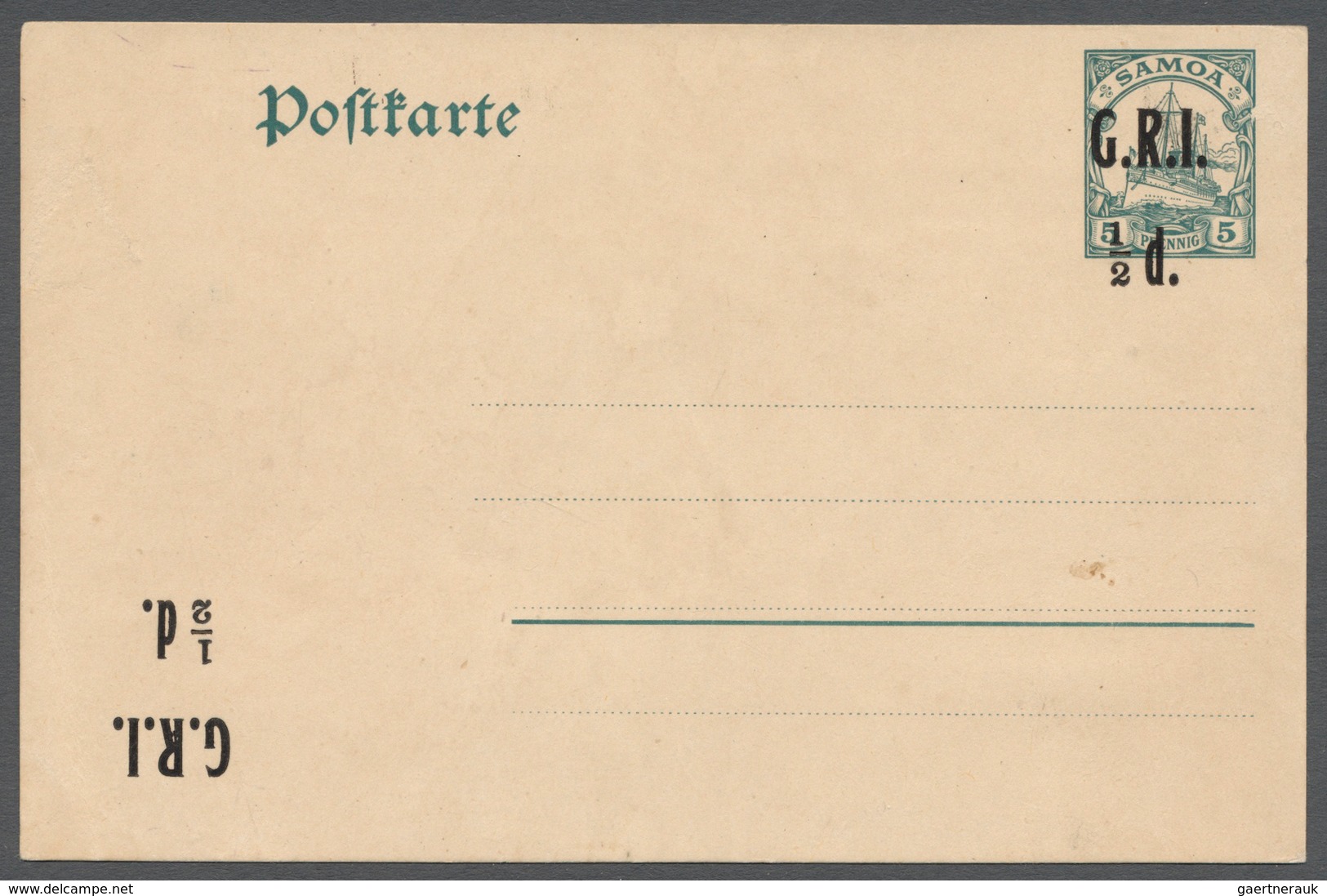 18808 Deutsche Kolonien - Samoa - Britische Besetzung - Ganzsachen: 1914, Postkarte 5 Pf Schiffstype Mit D - Samoa