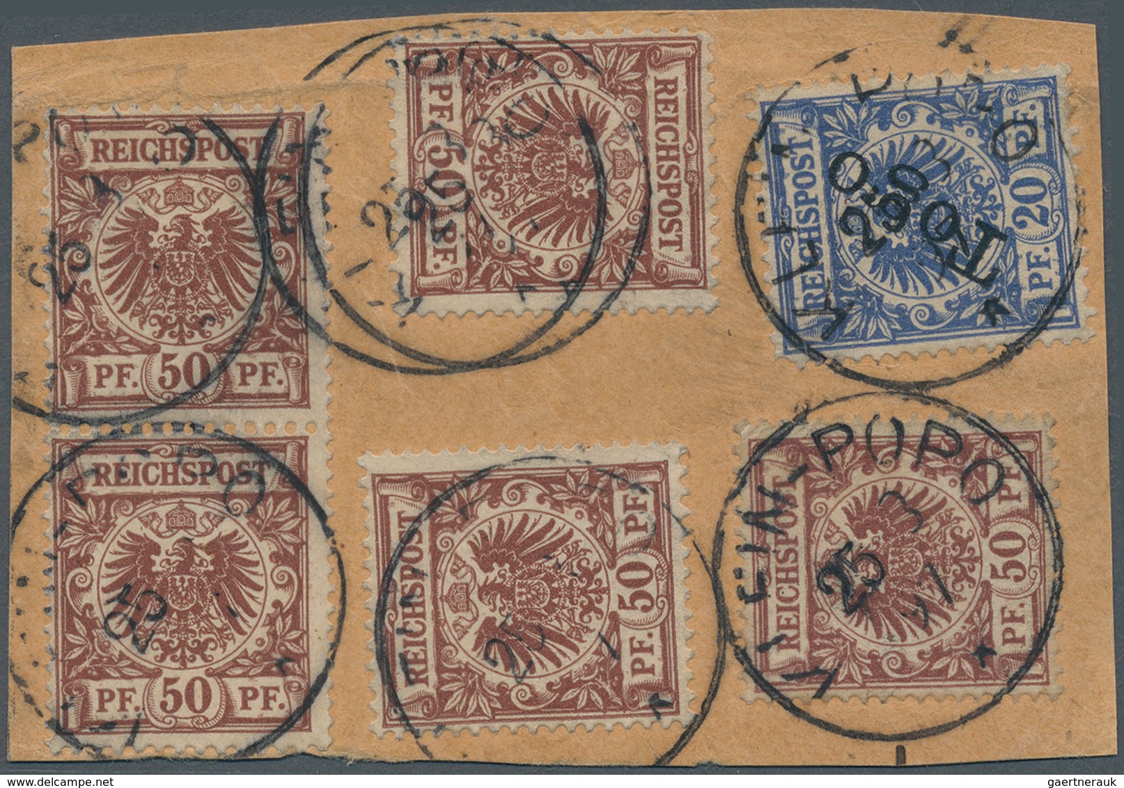 18819 Deutsche Kolonien - Togo-Vorläufer: 1897, 50 Pfg. Krone/Adler Lebhaftrötlichbraun, Drei Einzelwerte - Togo