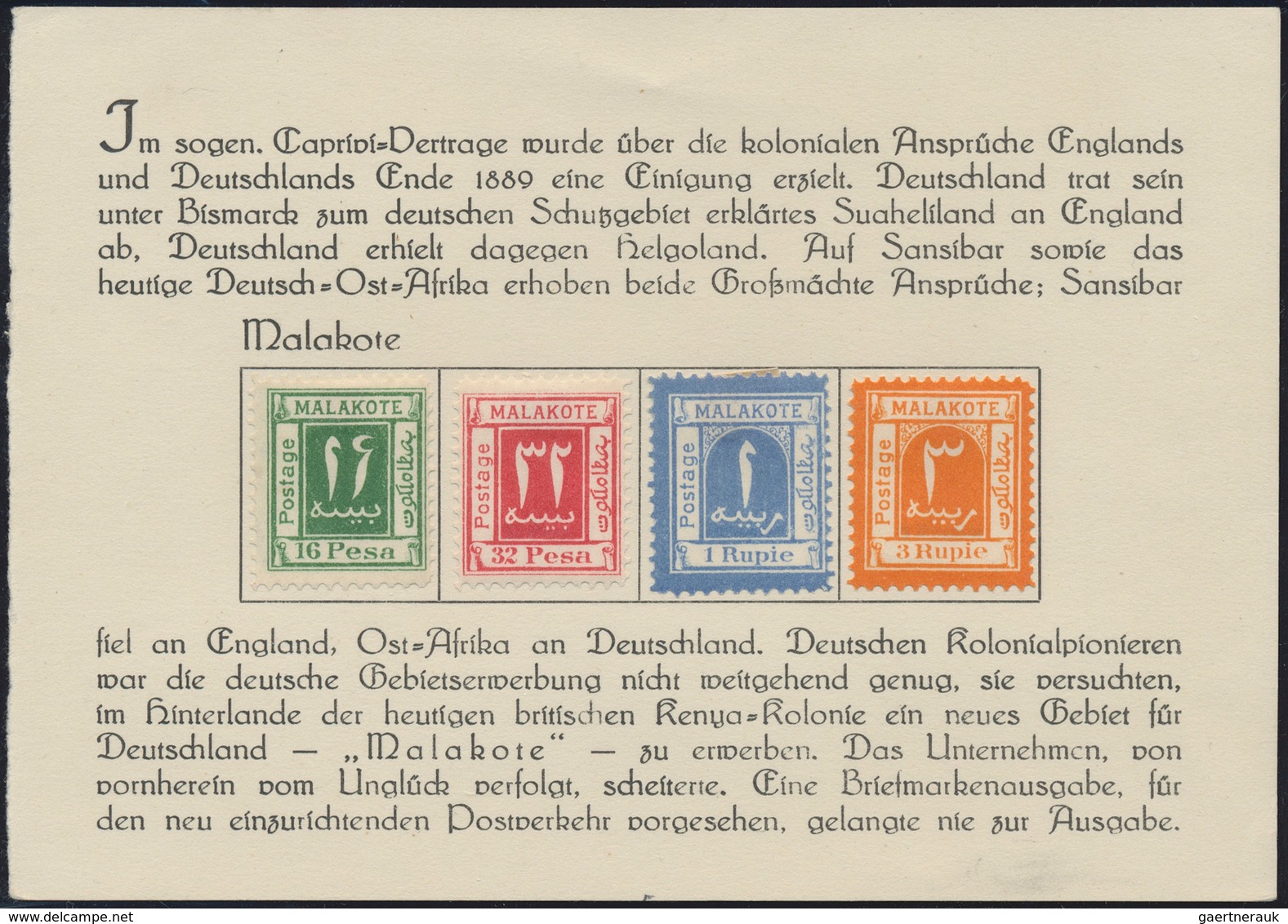 18849 Deutsche Kolonien - Witu-Schutzgebiet: 1899, 3 P., 2 P., 1/2 Rupie Und 1 Rupie Ungebraucht Ohne Gumm - Other & Unclassified