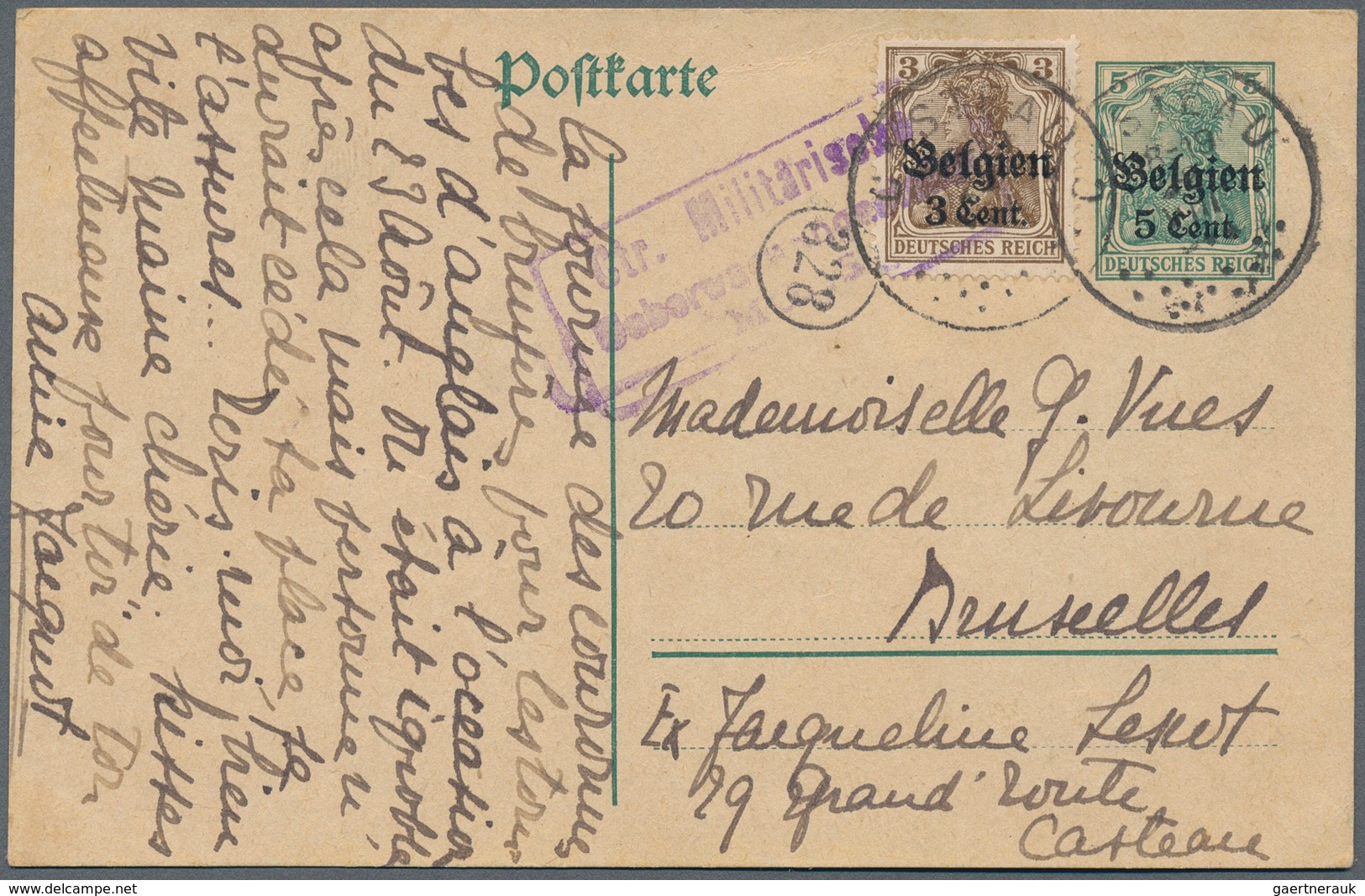 18849A Deutsche Besetzung I. WK: Landespost In Belgien: 1916: 3 Cent In Der Seltenen Abstandstype II Als Po - Occupation 1914-18