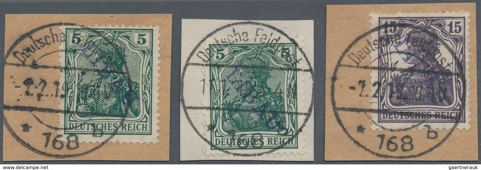 18857 Deutsche Besetzung I. WK: Postgebiet Ober. Ost - Libau: 1919, Freimarken Germania 5 Pf Mit Diagonale - Occupation 1914-18