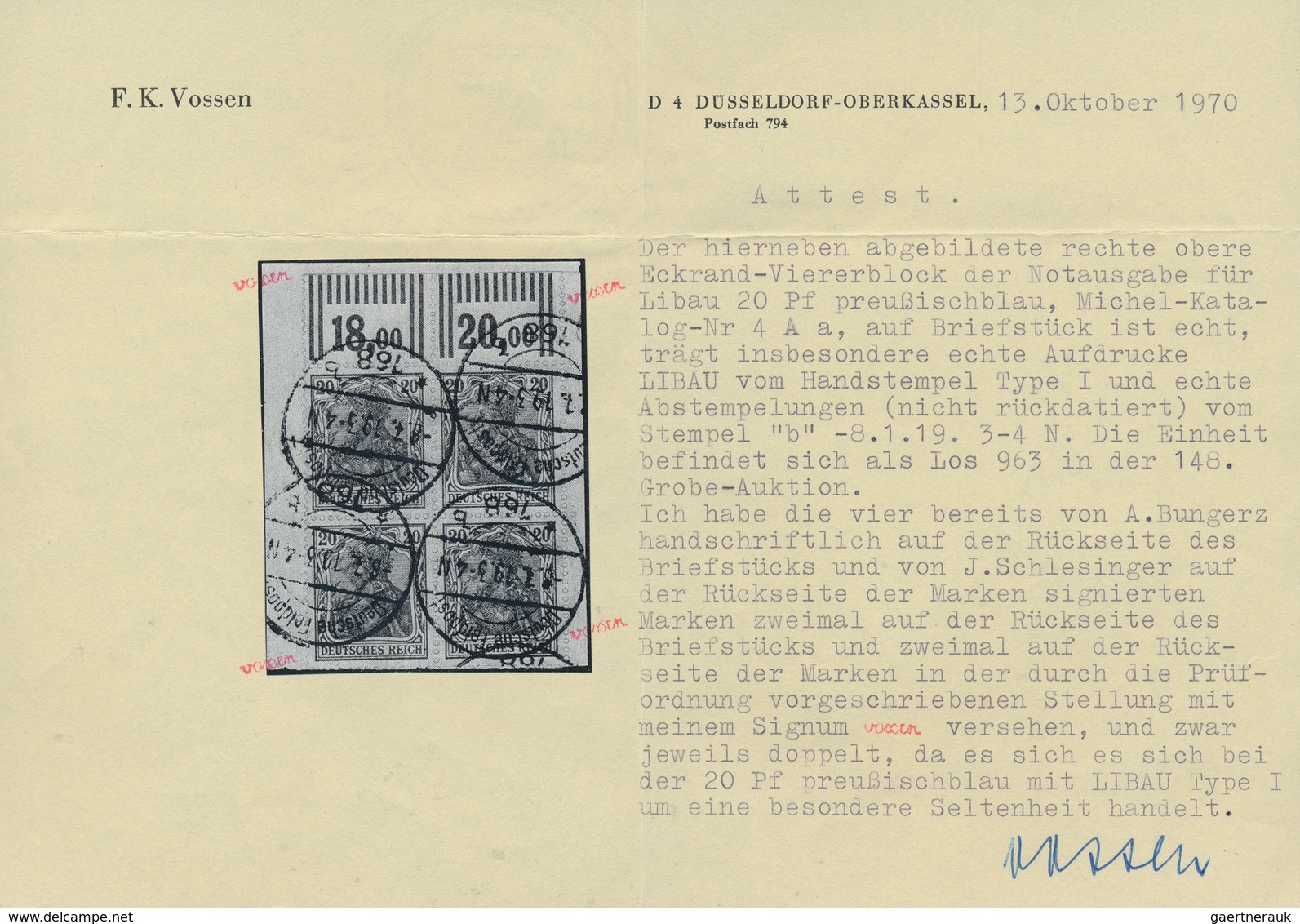 18863 Deutsche Besetzung I. WK: Postgebiet Ober. Ost - Libau: 1919, Freimarke 20 Pfg. Germania Mit Handste - Occupation 1914-18