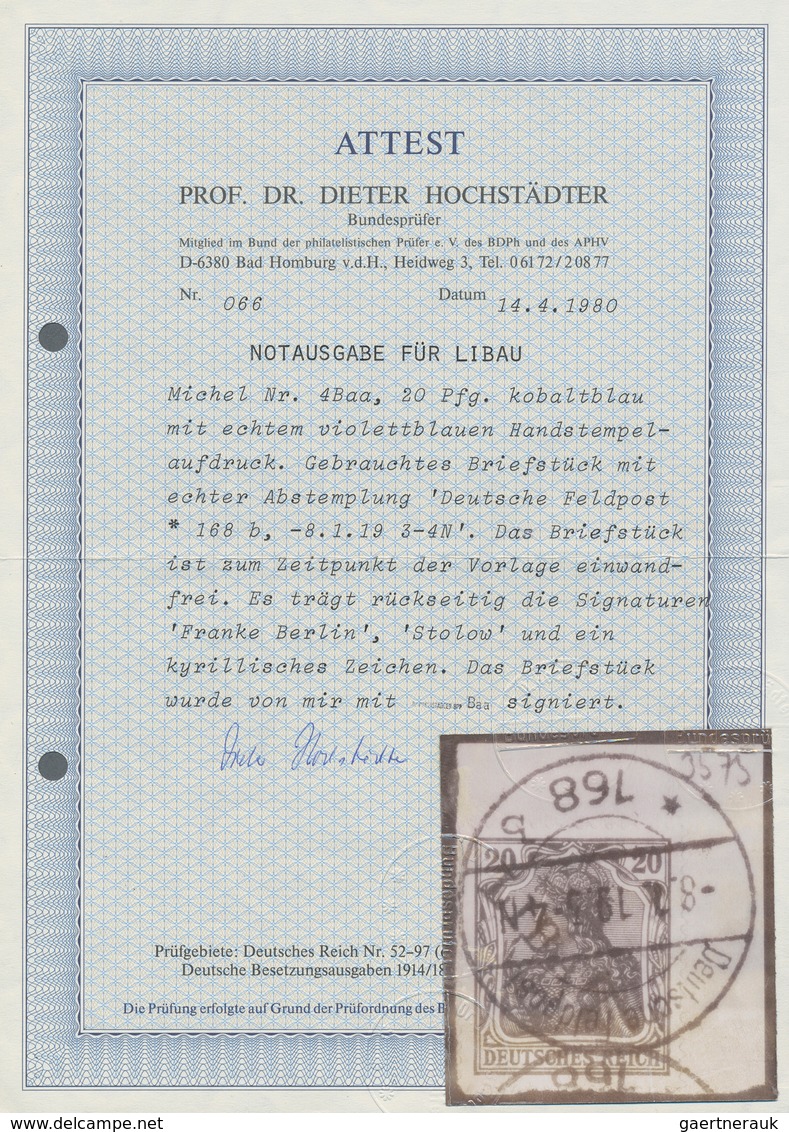 18864 Deutsche Besetzung I. WK: Postgebiet Ober. Ost - Libau: 1919, Freimarke 20 Pfg Kobaltblau Mit Handst - Occupation 1914-18