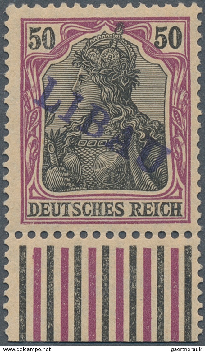 18870 Deutsche Besetzung I. WK: Postgebiet Ober. Ost - Libau: 1919, 50 Pfg. Germania Mit Violettem Aufdruc - Occupation 1914-18