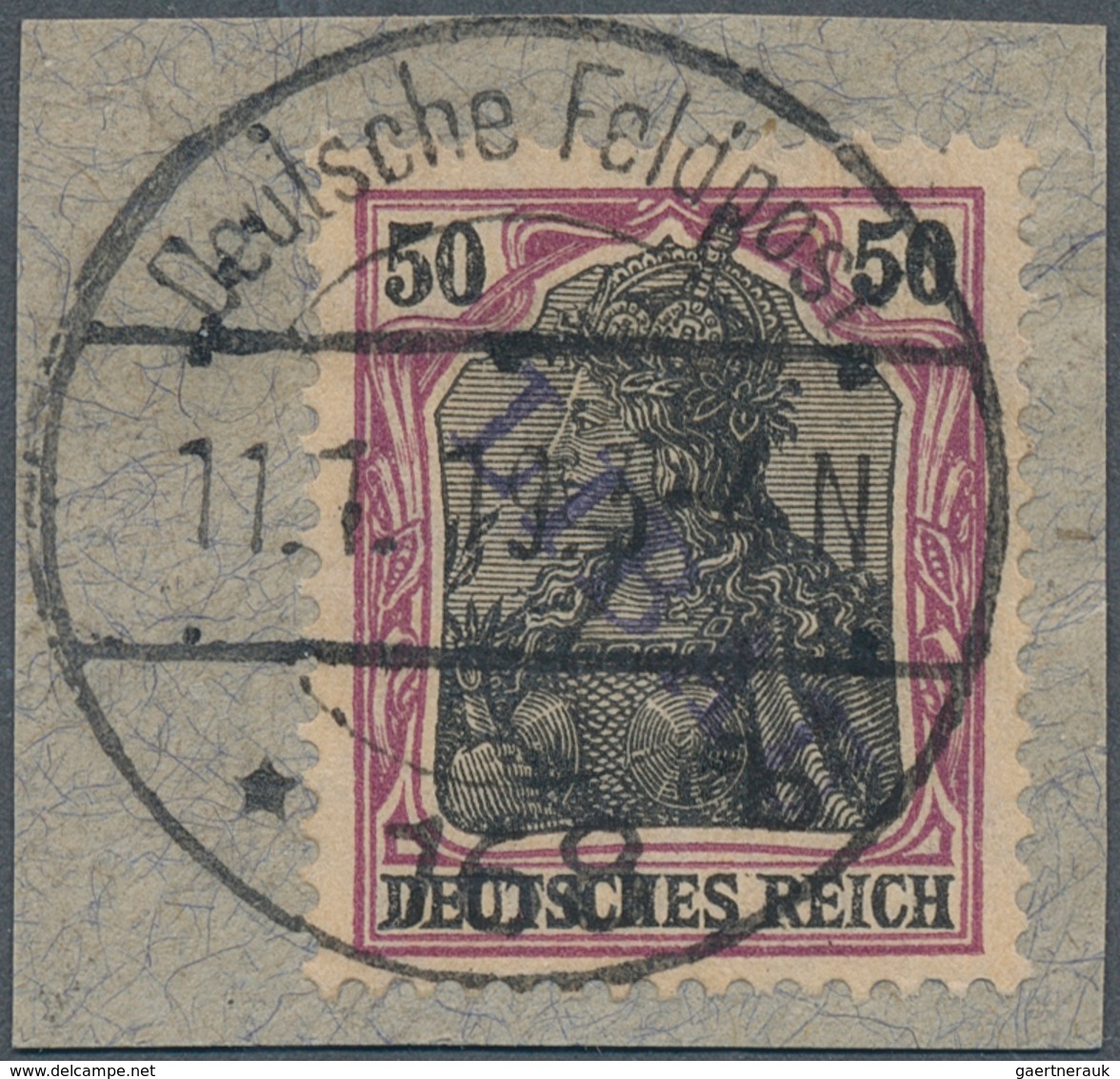 18872 Deutsche Besetzung I. WK: Postgebiet Ober. Ost - Libau: 1919, 50 Pfg. Germania Mit Violettem Aufdruc - Occupation 1914-18