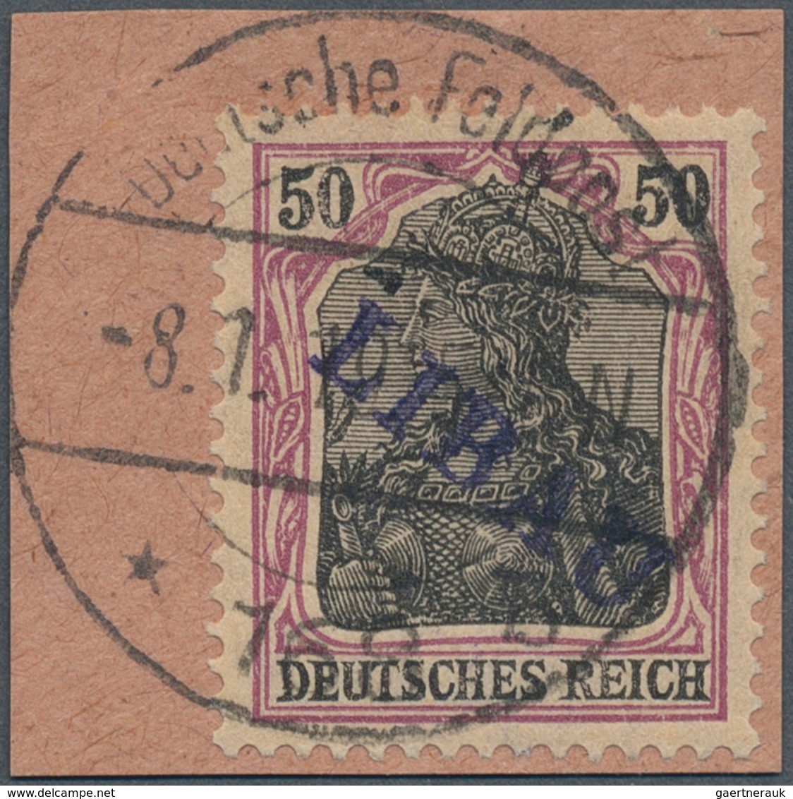18873 Deutsche Besetzung I. WK: Postgebiet Ober. Ost - Libau: 1919, 50 Pfg. Germania Mit Violettem Aufdruc - Occupation 1914-18