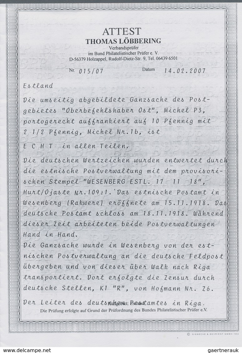 18875 Deutsche Besetzung I. WK: Postgebiet Ober. Ost - Ganzsachen: 1918, 7 1/2 Pfg. Germania Ganzsache Mit - Occupation 1914-18