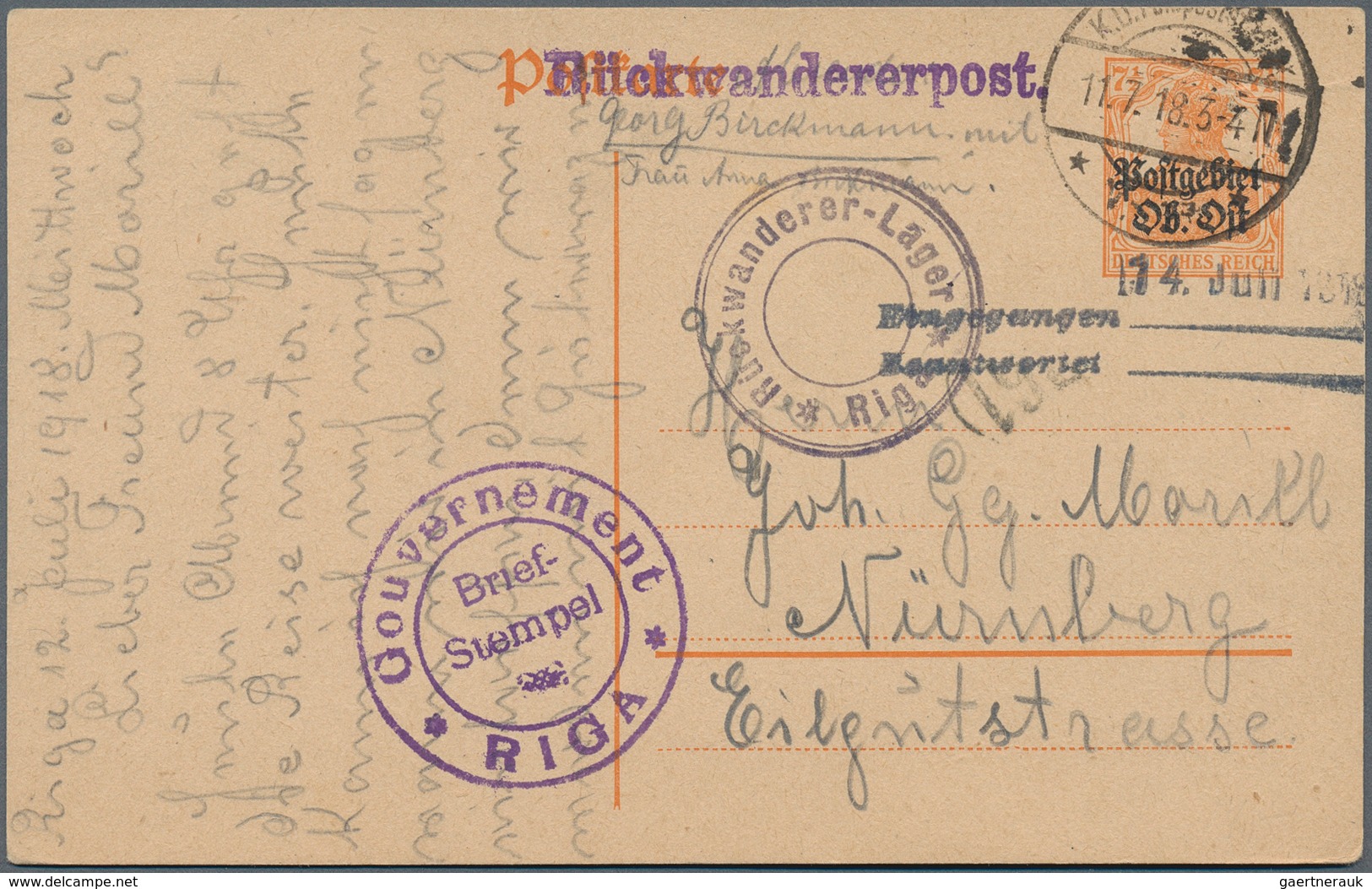 18876 Deutsche Besetzung I. WK: Postgebiet Ober. Ost - Ganzsachen: 1918, 7 1/2 Pfg. Ganzsachenkarte Mit Fe - Occupation 1914-18