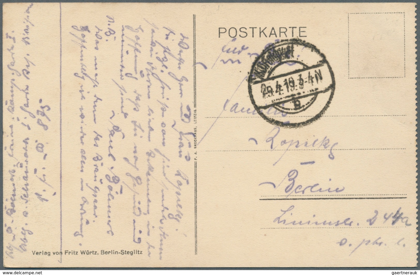 18883 Feldpost 1. Weltkrieg: 1919, Ansichtskarte Von MITAU Mit Aptiertem Feldpoststempel (Kurland/Mitau) G - Other & Unclassified