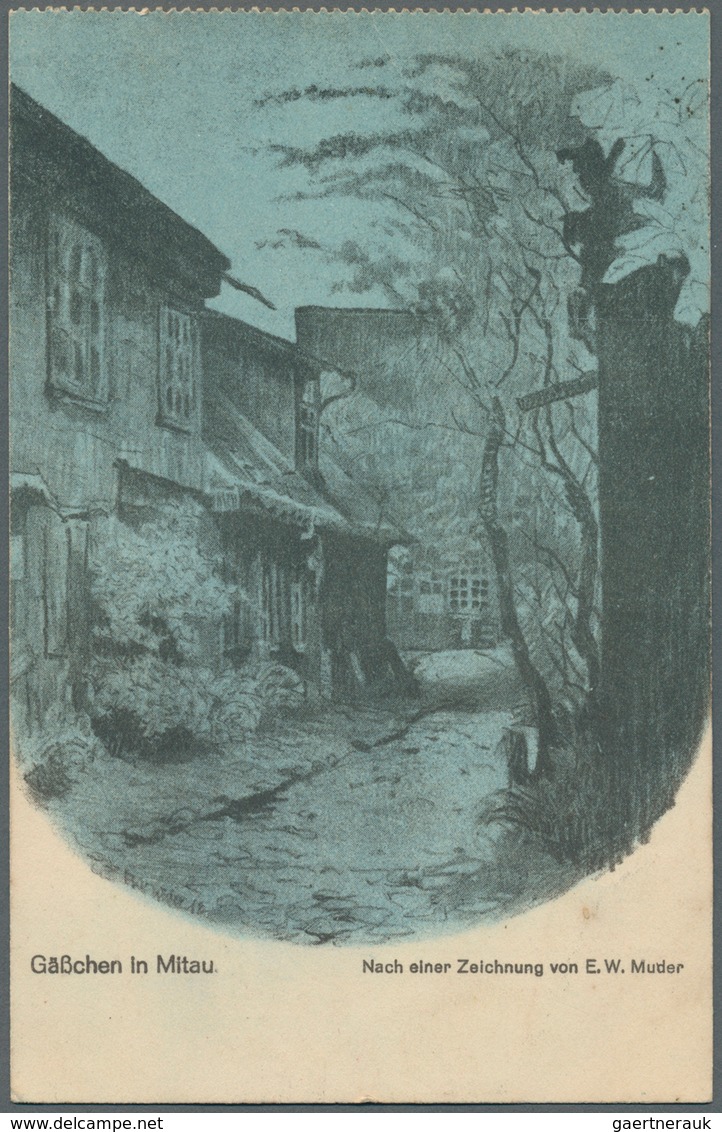 18883 Feldpost 1. Weltkrieg: 1919, Ansichtskarte Von MITAU Mit Aptiertem Feldpoststempel (Kurland/Mitau) G - Other & Unclassified