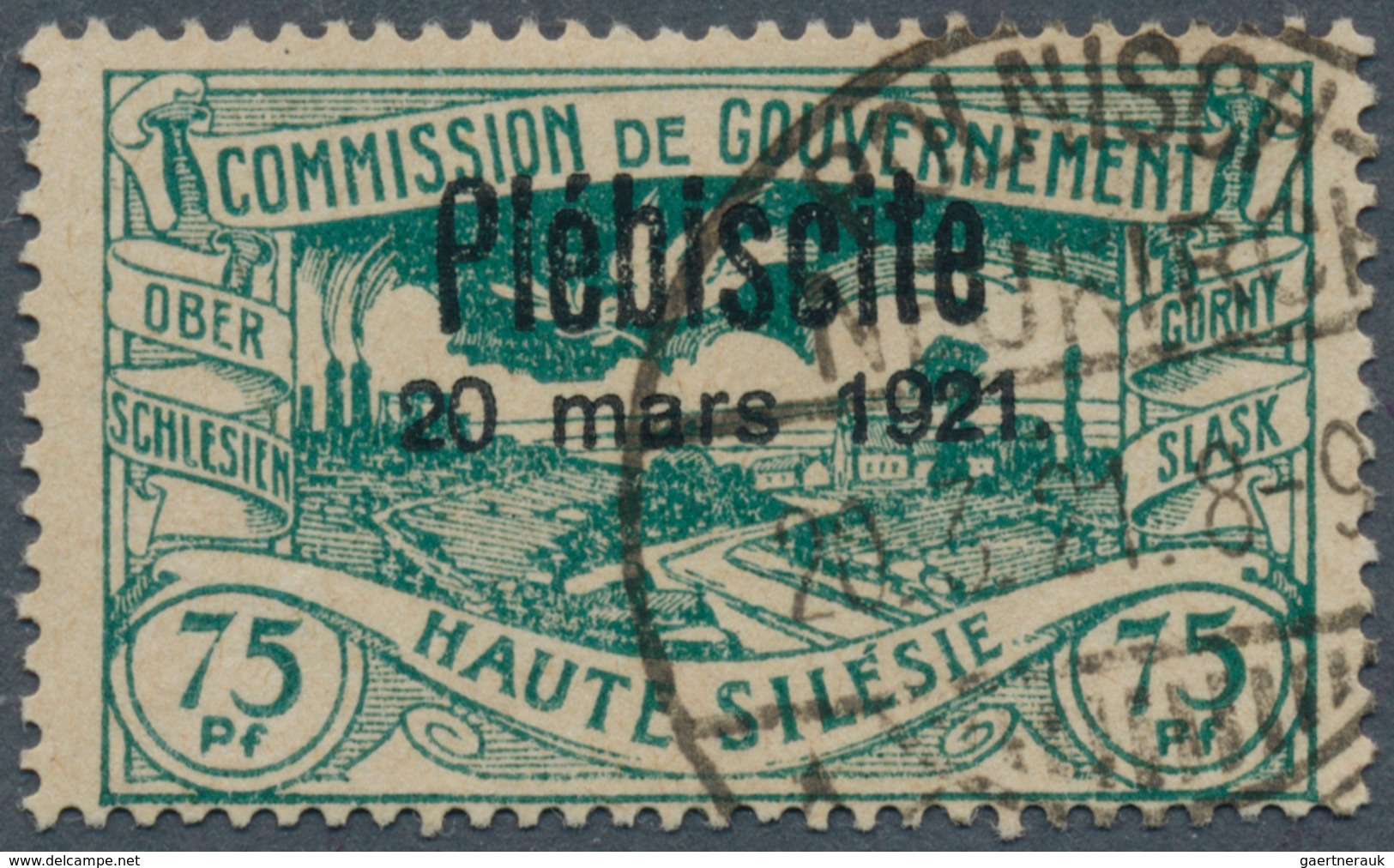 18899 Deutsche Abstimmungsgebiete: Oberschlesien: 1920, Freimarke 75 Pf Bläulichgrün Mit Zeitgerechter Ent - Other & Unclassified