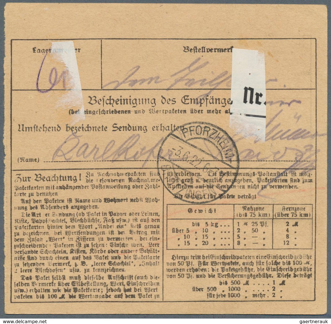 18900 Deutsche Abstimmungsgebiete: Oberschlesien: 1922, Zwei Paketkarten-Stammteile Frankiert Mit Aufdruck - Other & Unclassified