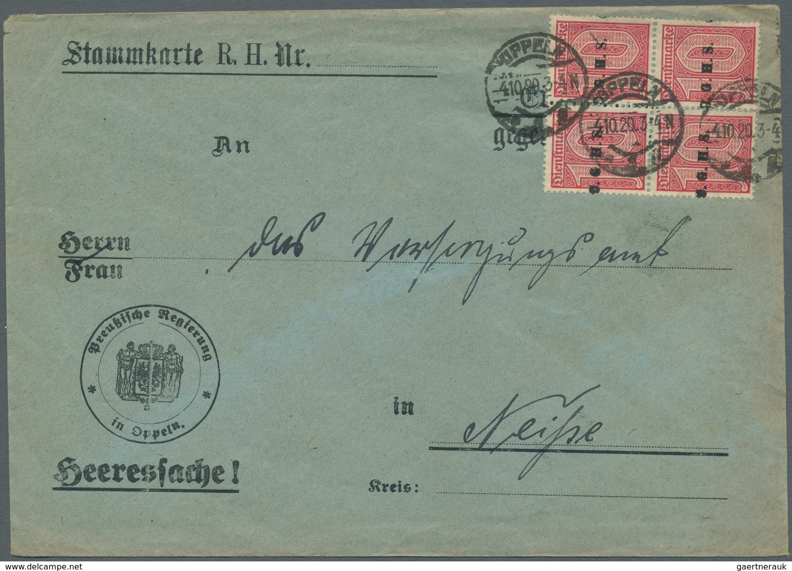 18901 Deutsche Abstimmungsgebiete: Oberschlesien - Dienstmarken: 1920, 10 Pf Lilarot Mit Waager. Aufdruck - Other & Unclassified