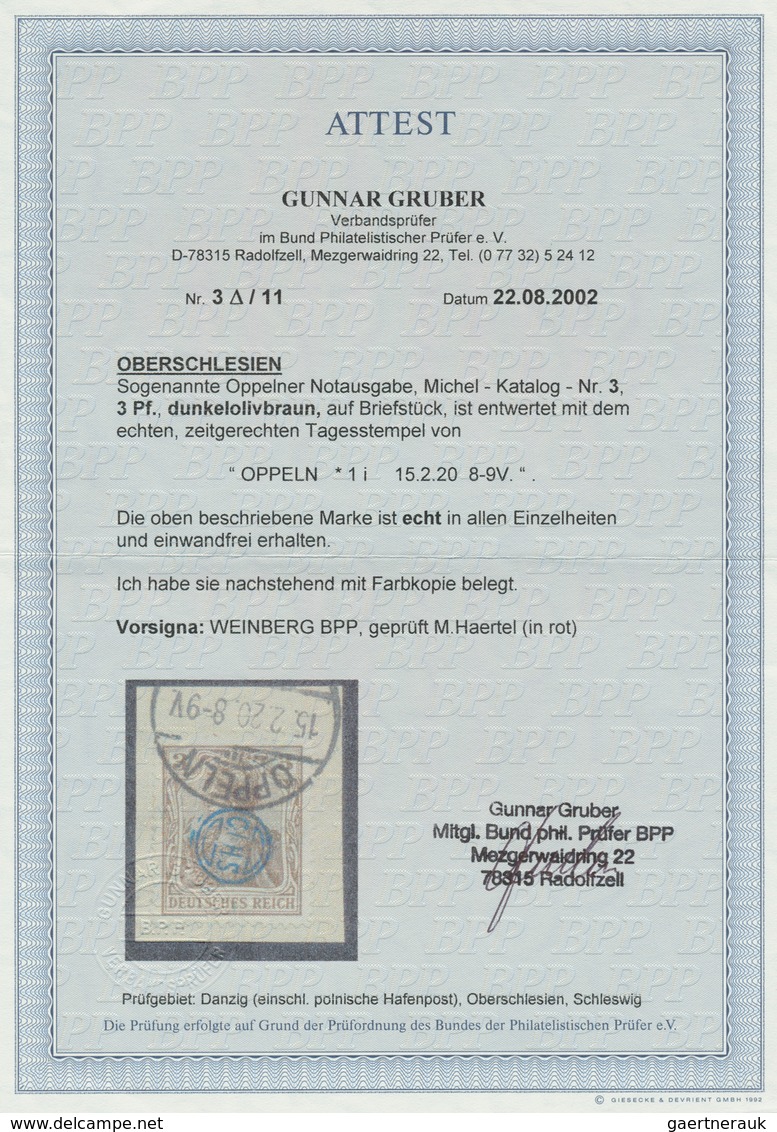 18903 Deutsche Abstimmungsgebiete: Oberschlesien - Französische Besatzung: 1920, 3 Pf Germania, Sogenannte - Other & Unclassified