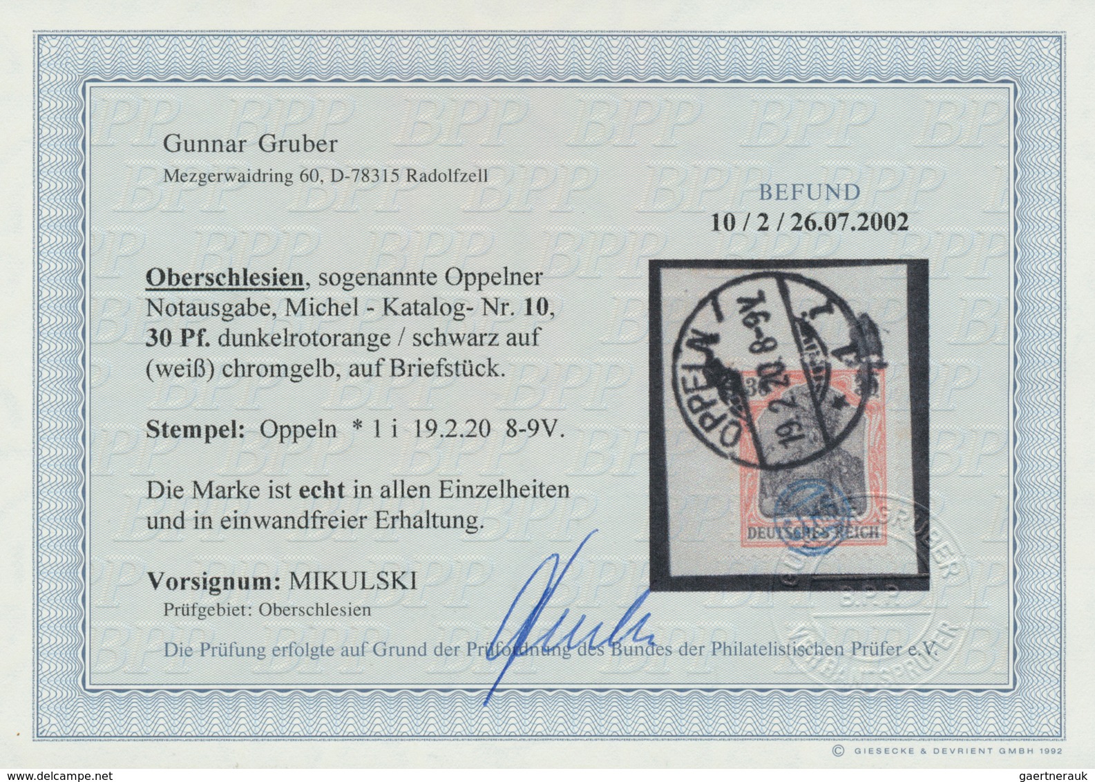 18913 Deutsche Abstimmungsgebiete: Oberschlesien - Französische Besatzung: 1920, 10 Pf - 60 Pf Germania, S - Other & Unclassified