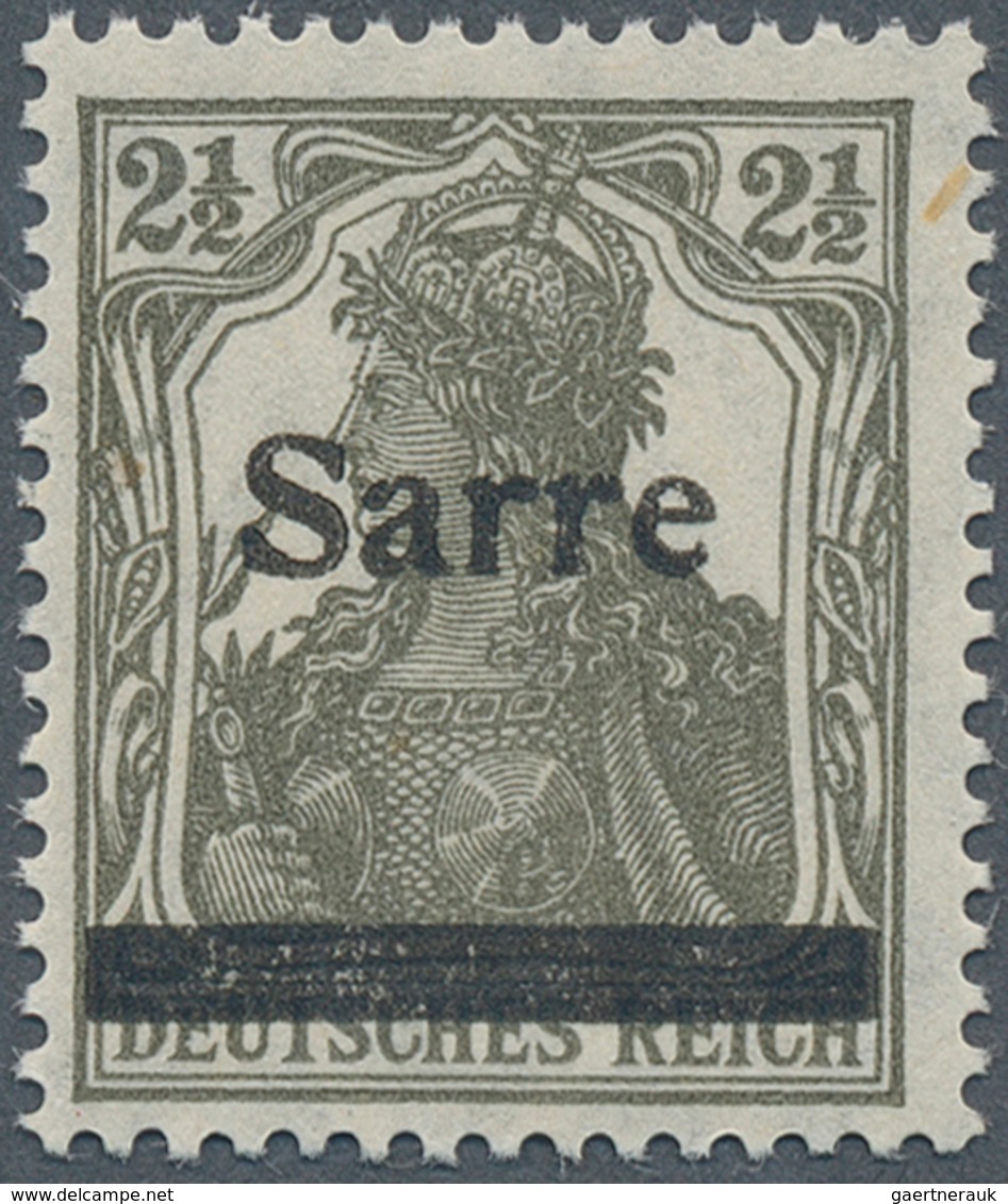 18922 Deutsche Abstimmungsgebiete: Saargebiet: 1920, 2 1/2 Pfg. Germania-Sarre Dunkelgrüngrau, Type I, Pos - Other & Unclassified