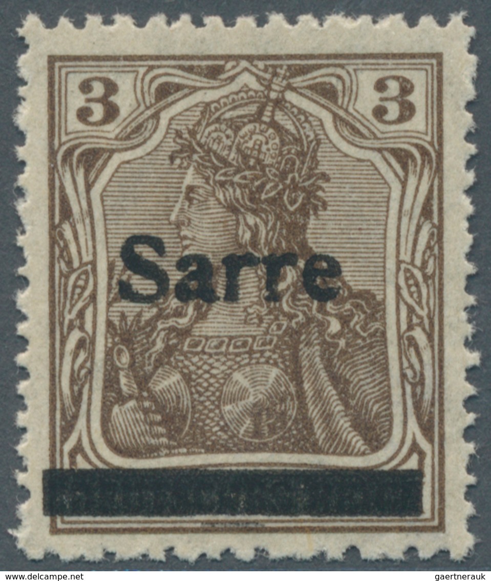 18924 Deutsche Abstimmungsgebiete: Saargebiet: 1920, Germania 3 Pf. Dunkelockerbraun Mit Aufdruck 'Sarre', - Other & Unclassified