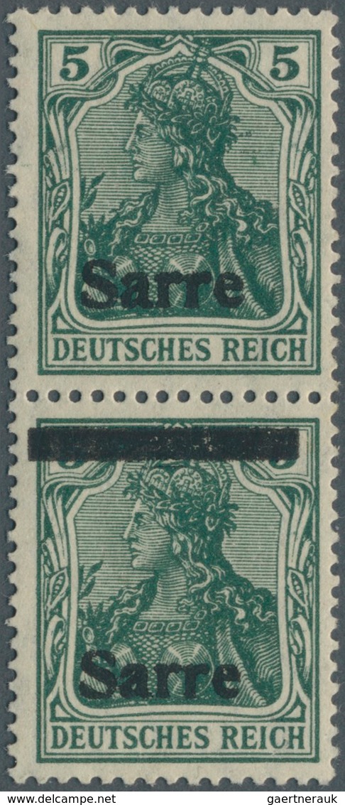 18925 Deutsche Abstimmungsgebiete: Saargebiet: 1920: 5 Pfg, Mit Beiden Verschobenen Aufdrucken F II Und FI - Other & Unclassified