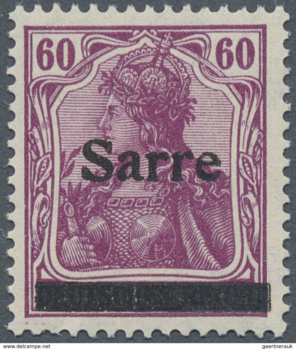 18931 Deutsche Abstimmungsgebiete: Saargebiet: 1920, 60 Pfg. Sarre-Germania In Der Seltenen Farbe Rotlila, - Sonstige & Ohne Zuordnung